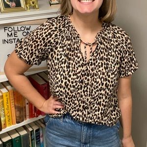 LOFT cheetah print shirt sleeve top